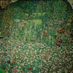 Garden Landscape with Mountain Peak