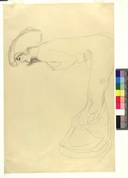 Study of a Forward-Bending Female Figure in Profile to the Left