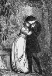 Cosette and Her Fiancé Marius - in “Les Misérables” by Victor Hugo, illustrated by Brion, published by Hetzel and Lacroix