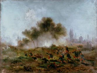 Paris Commune: assault on a cemetery by regular troops and capture of the barricades in May 1871, 1871
