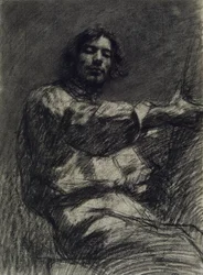 Young Man Sitting, Study. Self-Portrait At the Easel