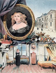 Portrait of the Marquise of Sevigne, along with the Chateau des Rochers and the Hotel Carnavalet