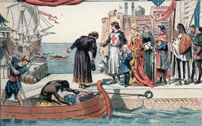 Seventh Crusade: King of France Louis IX Leaving Saint John of Acre to Israel