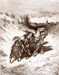 A Plowman from His Own Village Brings Quixote Home (engraving)