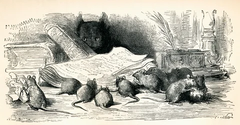 After a Work by Gustave Dore from Fables by La Fontaine. From Life and Reminiscences of Gustave Dore, Published 1885.