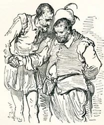 After an Original Drawing by Gustave Dore of Don Quixote and Sancho Panza. From Life and Reminiscences of Gustave Dore, Published 1885.