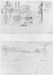 Album of the Siege of Paris, Rue des Accacias et rue de la Carriere 5th March 1871, batteries on the Buttes Montmartre 6th March 1871