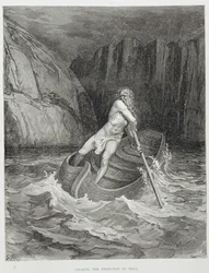 Charon, the Ferryman of Hell, from The Divine Comedy (Inferno) by Dante Alighieri engraved by Stephane Pannemaker