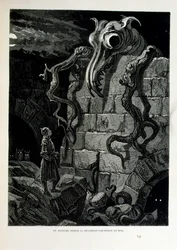 Croque-Mitaine; 1863 Illustration by Gustave Dore (1832–1883); French Artist, Printmaker, Illustrator. Croque-Mitaine (The Bogeyman) a Maleficent Character Presented to Children to Scare Them and Thus Make Them Wiser