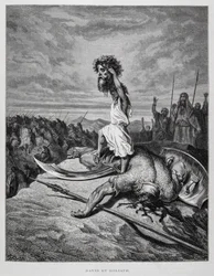 David Slays Goliath, Illustration from the Dore Bible