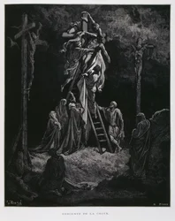 Descent from the Cross, the Deposition of Christ, Illustration from the Dore Bible