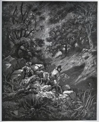 Don Quixote and Sancho Panza continue their journey in Sierra Morena in search of the Deguenille-de-la-Malaise-Mine - from 
