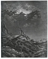 Don Quixote goes on mission for Dorothee, accompanied by Sancho Panza, barber, Dorothee, cure and Cardenio - from 