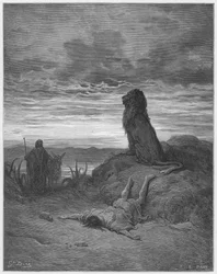 Gustave Dore Bible: The Disobedient Prophet Slain by a Lion
