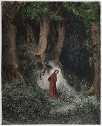 Inferno, Canto 1: Dante in the savage wood (illustration from The Divine Comedy by Dante Alighieri)
