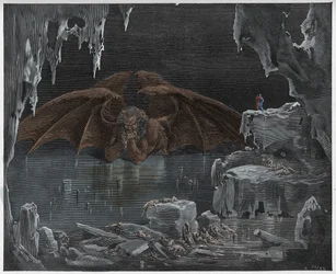 Inferno, Canto 34: Lucifer, King of Hell, Frozen in the Ice, Illustration from "The Divine Comedy" by Dante Alighieri, 1885