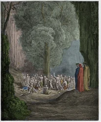 Purgatorio, Canto 24: The gluttonous souls crying out beneath the tree (illustration from The Divine Comedy by Dante Alighieri)