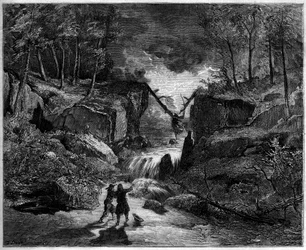 Representation of an opera: the crazy tomb in the torrent - Last scene, act II of the 