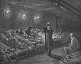 Scripture Reader in a Night Refuge