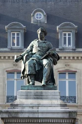 Statue of Alexandre Dumas (1802-1870), French writer, author of The Three Musketeers and The Count of Monte Cristo (Monte Cristo), bronze sculpture by Gustave Doré (1832-1883). Photograph, KIM Youngtae, Paris.