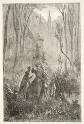 The Countess of the Fountain and her Damsels, from Stories of the Days of King Arthur by Charles Henry Hanson, pub.1898