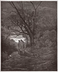 The Divine Comedy, Inferno, Canto 1: The she-wolf appears - Illustration by Gustave Dore