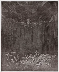The Divine Comedy, Inferno, Canto 29: The forgers tormented in the valley (Illustration by Gustave Dore)