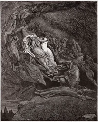 The Divine Comedy, Inferno, Canto 5: Francesca describes her death - Illustration by Gustave Dore