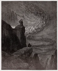 The Divine Comedy, Inferno, Canto 5: Minos judges the transgressions and dispatches the souls (Illustration by Gustave Dore)