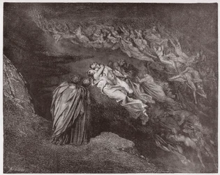 The Divine Comedy, Inferno, Canto 5: The Soul of Francesca Speaks to Dante - by Dante Alighieri (1265-1321) - Illustration by Gustave Dore (1832-1883)