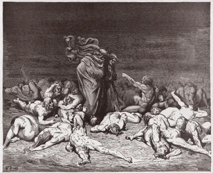 The Divine Comedy, Inferno, Canto 6: The Gluttons Battered by Eternal Rain - by Dante Alighieri (1265-1321) - Illustration by Gustave Dore (1832-1883)