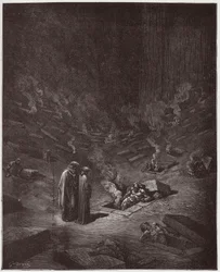 The Divine Comedy, Inferno, Canto 9: The burning sepulchres of the heresiarchs - Illustration by Gustave Dore