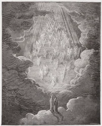 The Divine Comedy, Paradiso, Canto 21: Beatrice and Dante in the sphere of Saturn - Illustration by Gustave Dore