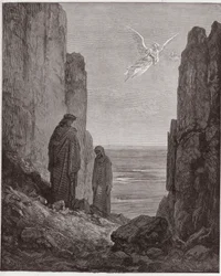 The Divine Comedy, Purgatorio, Canto 19: The poets ascend to the fifth circle - by Dante Alighieri (1265-1321) - Illustration by Gustave Dore (1832-1883)