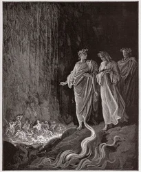 The Divine Comedy, Purgatorio, Canto 25: The Poets in the Seventh Circle - by Dante Alighieri (1265-1321) - Illustration by Gustave Dore (1832-1883)