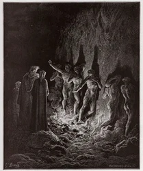 The Divine Comedy, Purgatorio, Canto 25: The lustful pass through fire in the seventh circle - by Dante Alighieri - Illustration by Gustave Doré