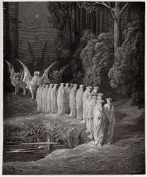 The Divine Comedy, Purgatorio, Canto 29: The 24 Elders in the Apocalyptic Procession - by Dante Alighieri (1265-1321) - Illustration by Gustave Dore (1832-1883)
