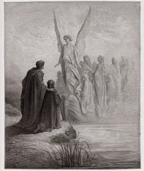 The Divine Comedy, Purgatorio, Canto 2: The celestial pilot lands the boat (Illustration by Gustave Dore)