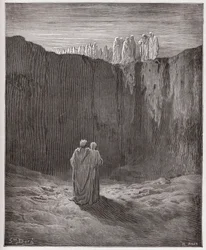 The Divine Comedy, Purgatorio, Canto 3: The company of souls upon the cliff - by Dante Alighieri (1265-1321) - Illustration by Gustave Dore (1832-1883)