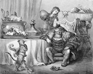 The Ogre receives the cat, illustration for 