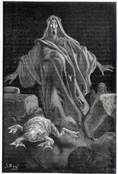 The Alarm Shouted - Illustration of Fear by Gustave Doré, Engraving