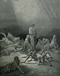 Virgil and Dante Looking at the Spider Woman, Illustration from The Divine Comedy (Inferno) by Dante Alighieri, Paris, published 1885
