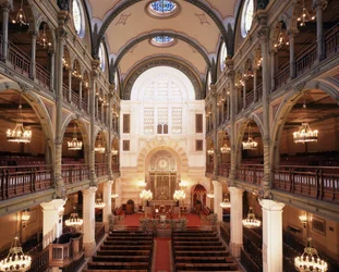 Interior of the Synagogue of Rue des Tournelles built in 1866-1867. Architect: Varrollier. Engineer: Gustave Eiffel in Paris