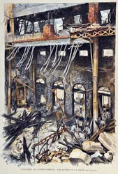 Fire of the Opera Comique in Paris on 25 May 1887 during the performance of Ambroise Thomas