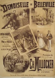 Poster for La Demoiselle de Belleville, Comic Opera, Libretto by Charles Nuitter and Alexandre Beaumont, Music by Karl Millocker, Drawing by Gustave Fraipont