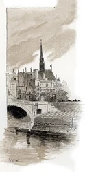 View of the Sainte-Chapelle from St Michel Bridge, Paris