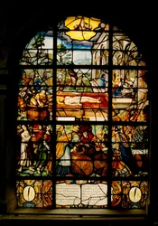 Saint-Etienne du Mont church, window glass depicting the Dead Christ