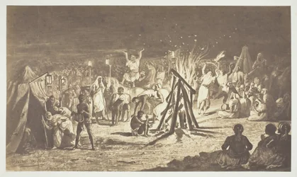 Untitled [Painting of The Campfires at Camp de Chalons by Bénédict Masson], 1857