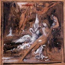 Leda and the Swan. Drawing by Gustave Moreau (1826-1898)