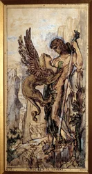 Oedipus and the Sphinx. Painting by Gustave Moreau (1826-1898), 1861. Paris.